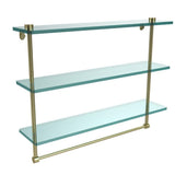22 in. L  x 18 in. H  x 5 in. W 3-Tier Clear Glass Bathroom Shelf with Towel Bar in Satin Chrome - Super Arbor