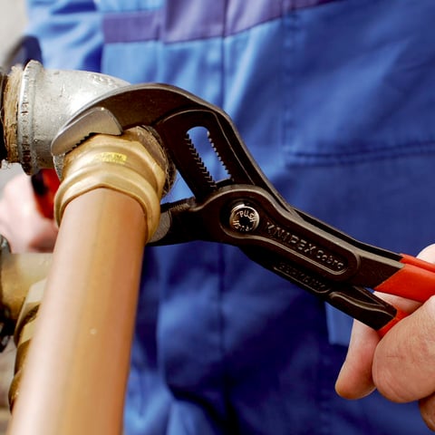 KNIPEX Cobra High-Tech Water Pump Pliers, 7.25 in (180 mm) with V-Jaw and Tether Attachment