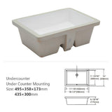20 in. Undermount Rectangular Porcelain Ceramic Bathroom Sink in White with Overflow Drain - Super Arbor