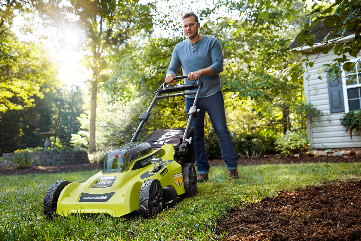 RYOBI 20 in. 40-Volt Brushless Lithium-Ion Cordless Walk-Behind Push Lawn Mower, 6.0Ah Battery & Charger Included