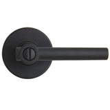 Highland Matte Black Bed and Bath Door Lever with Round Rose