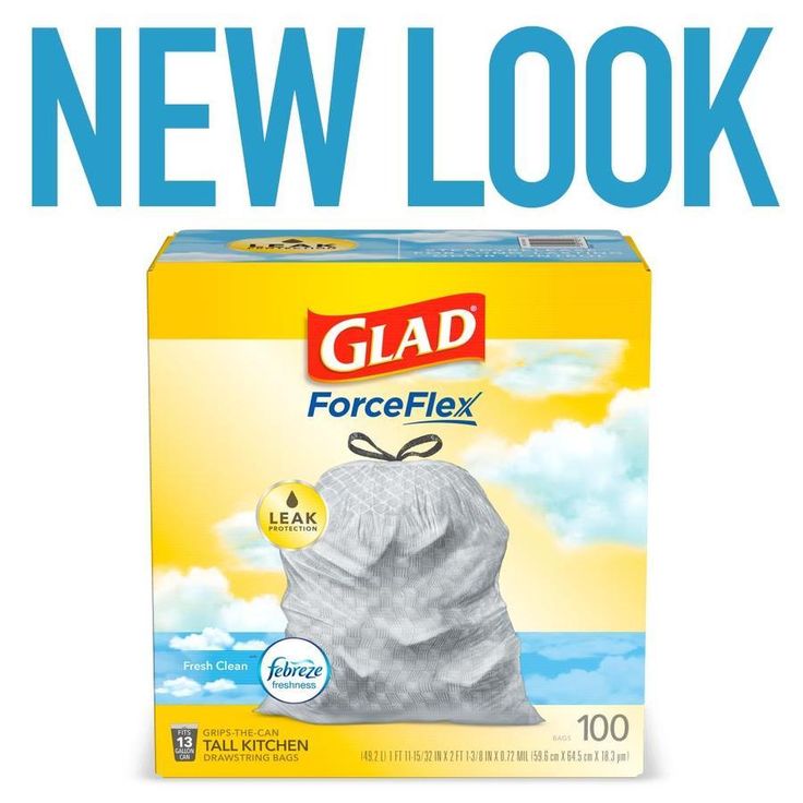Glad 100-Pack 13-Gallon Fresh Clean Gray Plastic Kitchen Trash Bag