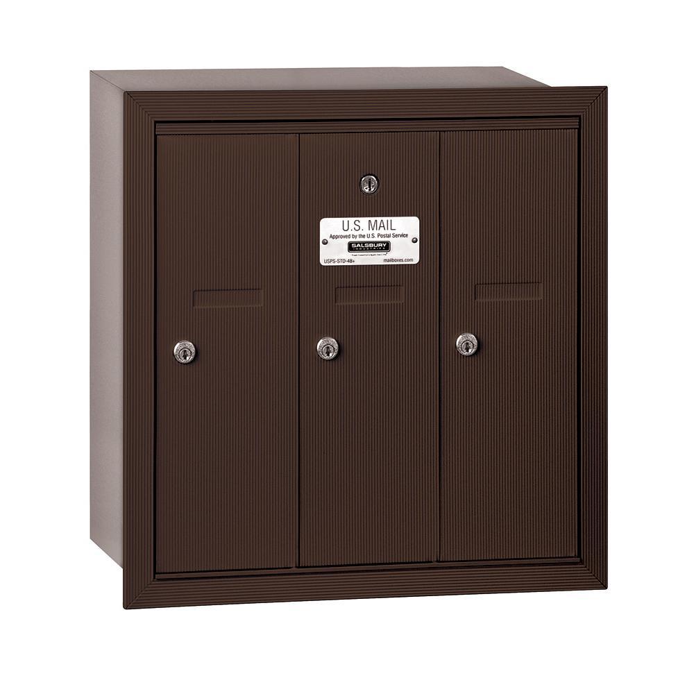 Sandstone Recessed-Mounted USPS Access Vertical Mailbox with 3 Door - Super Arbor