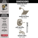 Portwood Single-Handle 5-Spray Tub and Shower Faucet with H2Okinetic in SpotShield Brushed Nickel (Valve Included) - Super Arbor