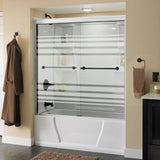 Lyndall 60 in. x 58-1/8 in. Semi-Frameless Traditional Sliding Bathtub Door in Nickel with Tranquility Glass - Super Arbor