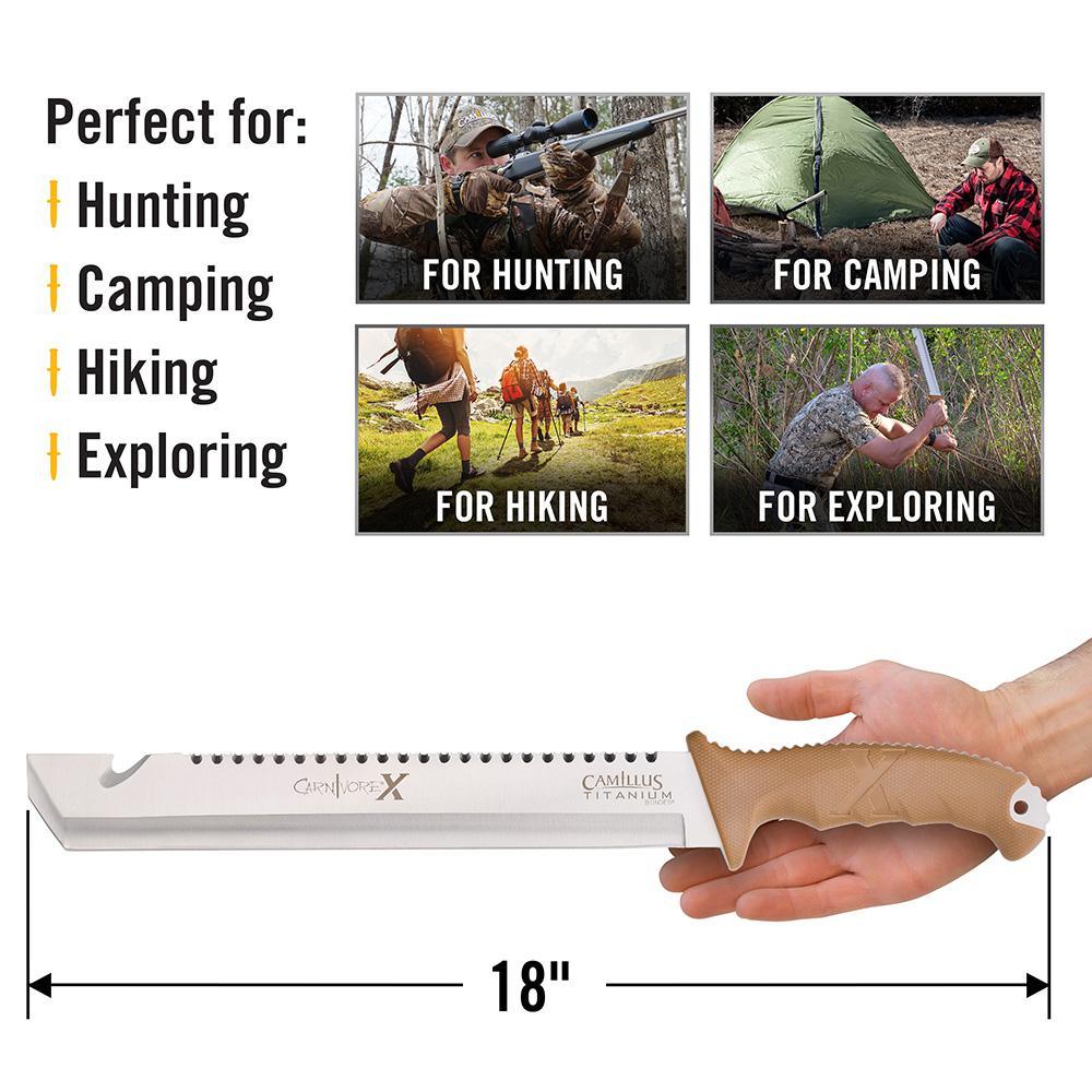Carnivore X 18 in. ABS Handle Multi-Chisel Full Tang Blade and Full Length Saw Machete with Removable Trimming Knife - Super Arbor