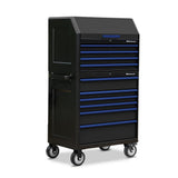 24 in. x 36 in. 10-Drawer Tool Chest and Cabinet Combo with Power and USB Outlets in Black and Blue - Super Arbor
