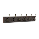 27 in. L Black Rail-Mounted Wall Hook Hanging Rack with 6 Hooks