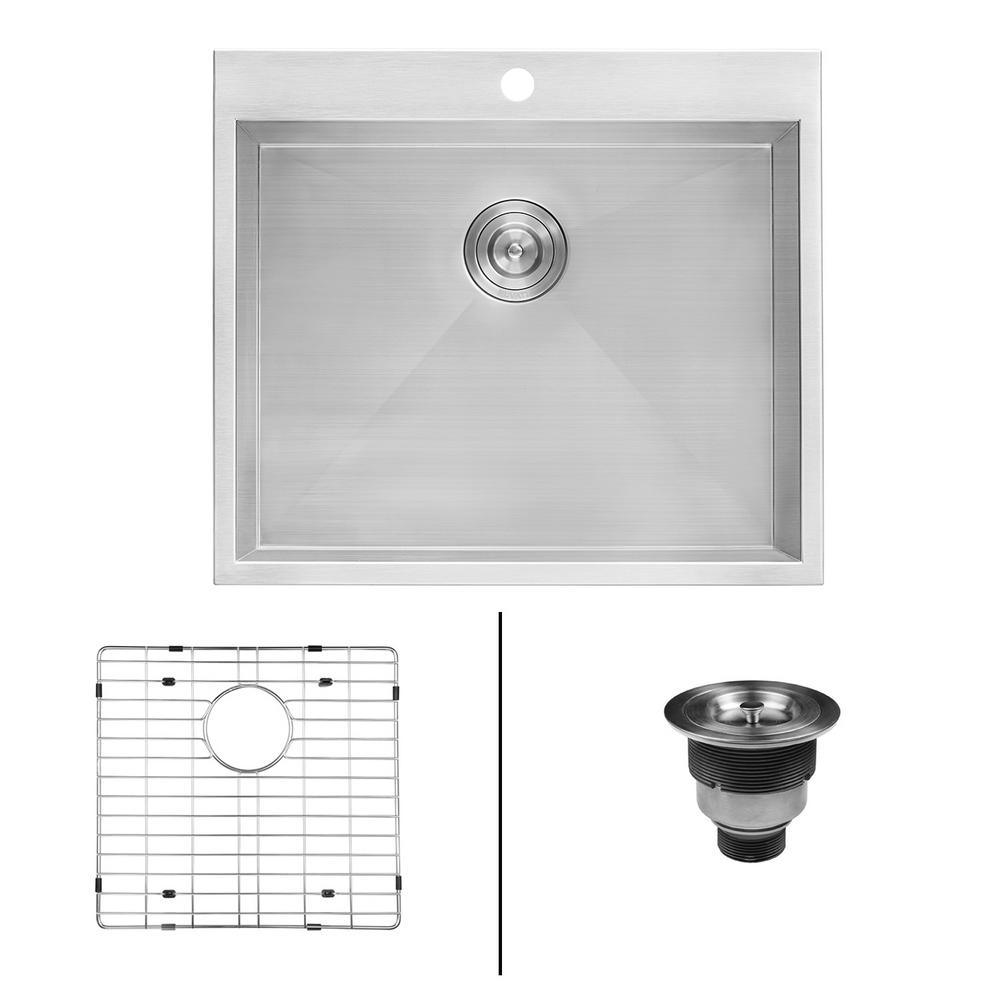 22 in. x 22 in. x 12 in. Deep Single Bowl Top Mount Stainless Steel Utility Sink - Super Arbor