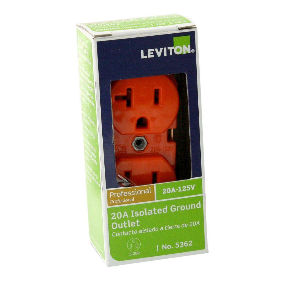 20 Amp Industrial Grade Heavy Duty Isolated Ground Duplex Outlet, Orange - Super Arbor