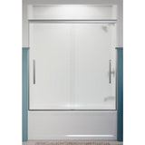 Pleat 59.625 in. x 63.5625 in. Frameless Sliding Bathtub Door in Matte Black with Frosted Glass - Super Arbor