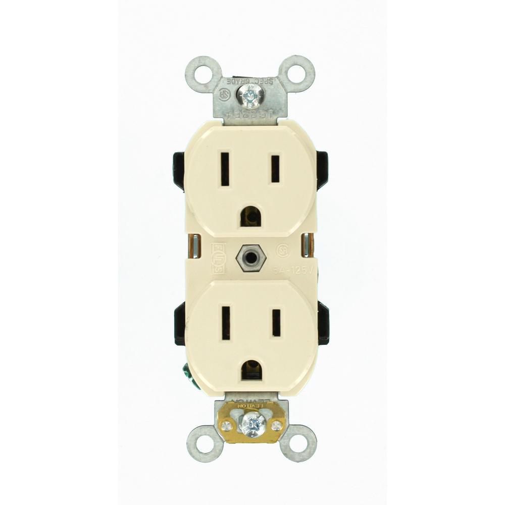15 Amp Industrial Grade Narrow-Body Duplex Outlet, Gray - Super Arbor
