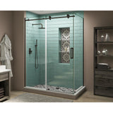 60 in. - 64 in. x 34 in. x 80 in. Frameless Corner Sliding Shower Enclosure Clear Glass in Oil Rubbed Bronze Left - Super Arbor