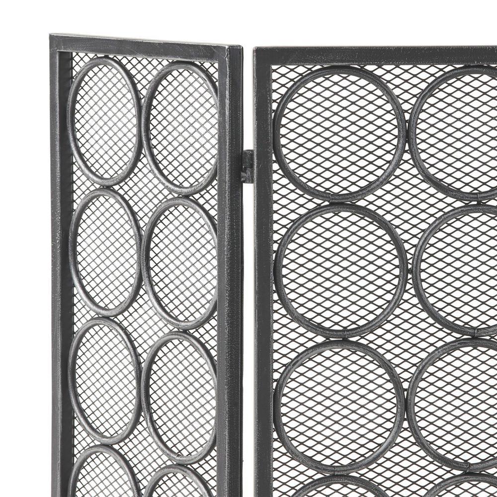 Hartly Modern Black and Silver Three Panel Iron Fire Screen - Super Arbor