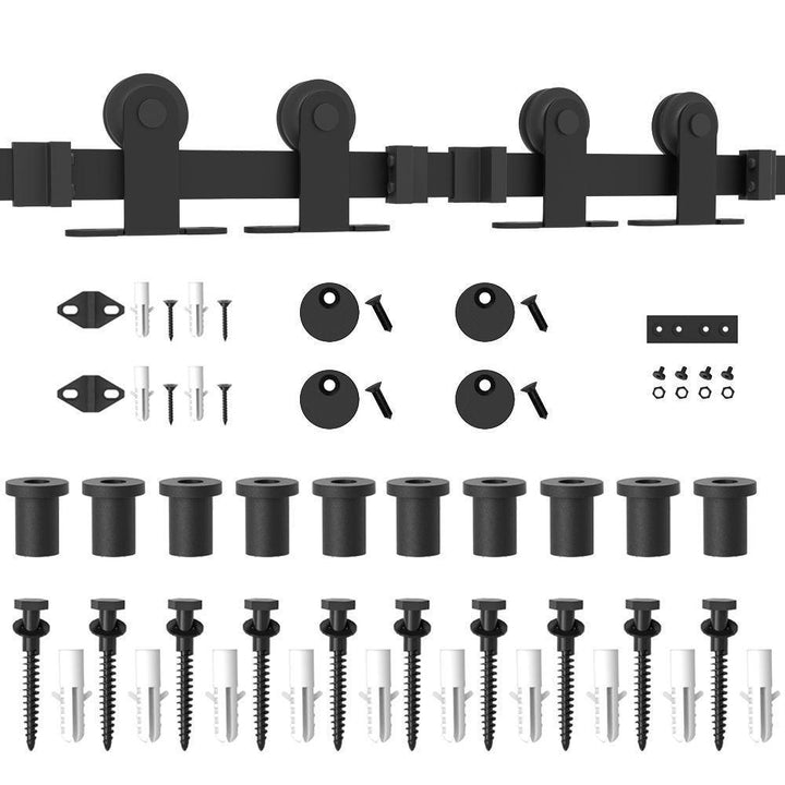 12 ft. /144 in. Top Mount Sliding Barn Door Hardware Track Kit for Double Doors with Non-Routed Floor Guide - Super Arbor