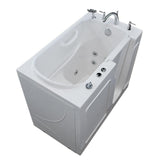 Rampart Nova Heated 3.9 ft. Walk-in Whirlpool Bathtub with 6 in. Tile Easy Up Adhesive Wall Surround in White - Super Arbor