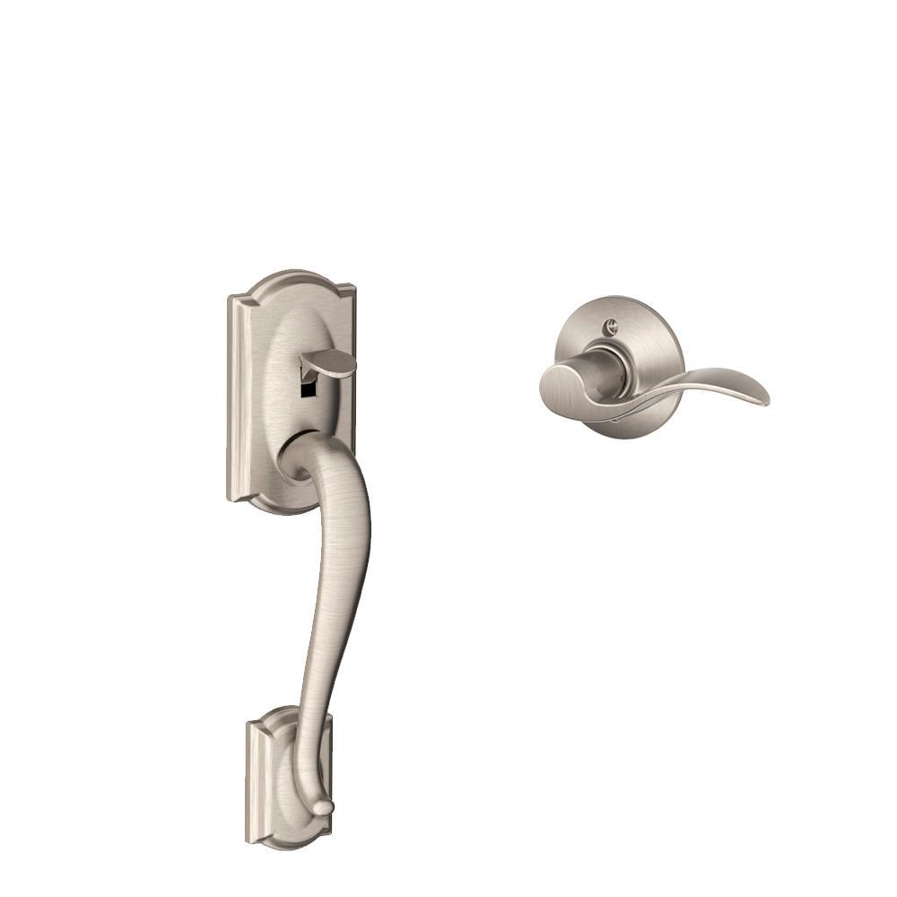 Camelot Bright Brass Entry Door Handle with Left Handed Accent Lever - Super Arbor