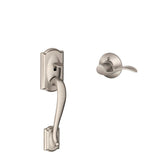 Camelot Bright Brass Entry Door Handle with Left Handed Accent Lever - Super Arbor