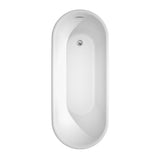 Ursula 67 in. Acrylic Flatbottom Center Drain Soaking Tub in White with Polished Chrome Trim - Super Arbor