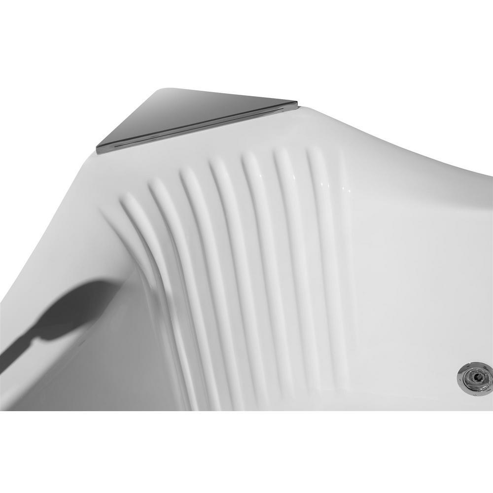 59 in. Acrylic Center Drain Corner Alcove Whirlpool Bathtub in White - Super Arbor