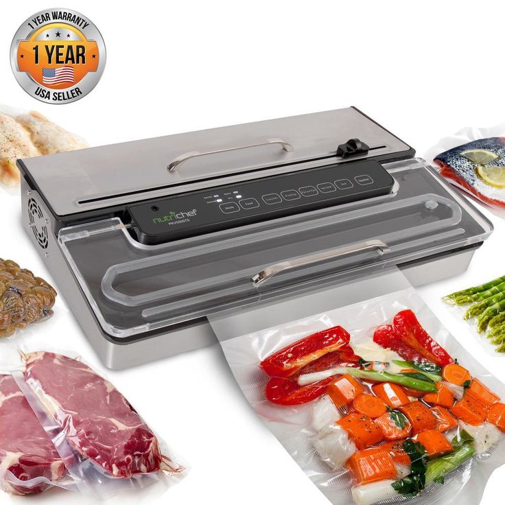 White Kitchen Pro Stainless Steel Food Vacuum Sealer System - Countertop Electric Air Seal Preserver with Air Vac Bags