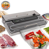 White Kitchen Pro Stainless Steel Food Vacuum Sealer System - Countertop Electric Air Seal Preserver with Air Vac Bags