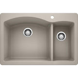 DIAMOND Dual Mount Granite Composite 33 in. 1-Hole 70/30 Double Bowl Kitchen Sink in White