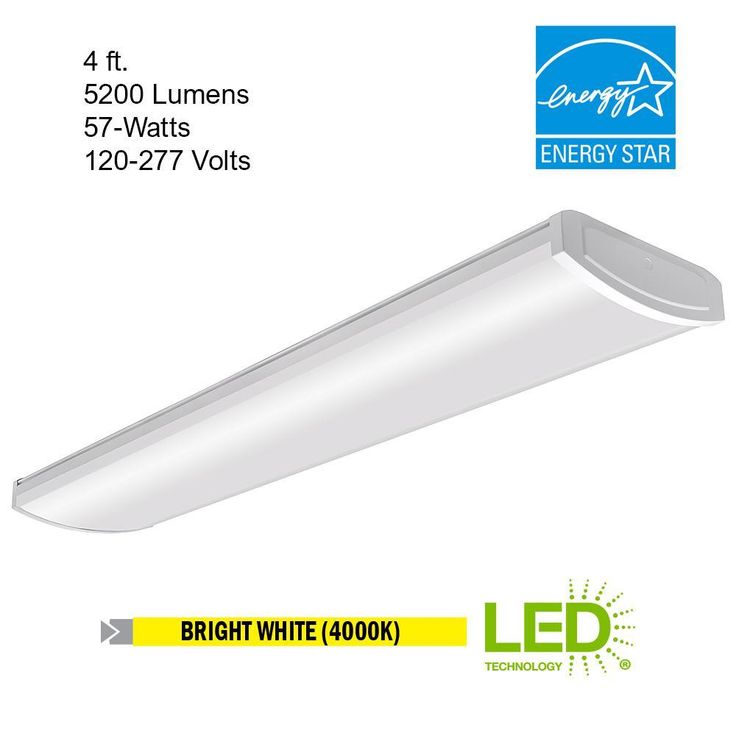 4 ft. High Output 5200 Lumens Integrated LED White Wraparound Light 4000K Bright White 120-277V Energy Star Rated