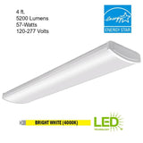 4 ft. High Output 5200 Lumens Integrated LED White Wraparound Light 4000K Bright White 120-277V Energy Star Rated