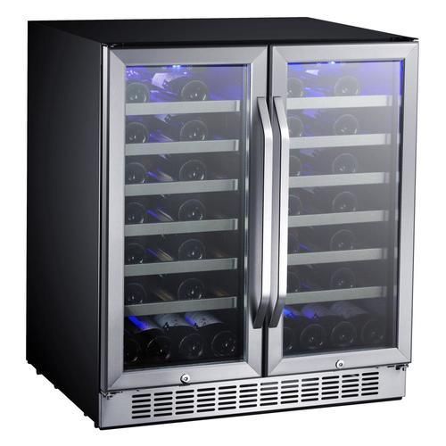 EdgeStar 56-Bottle Capacity Stainless Steel Dual Zone Cooling Built-In/Freestanding Wine Chiller