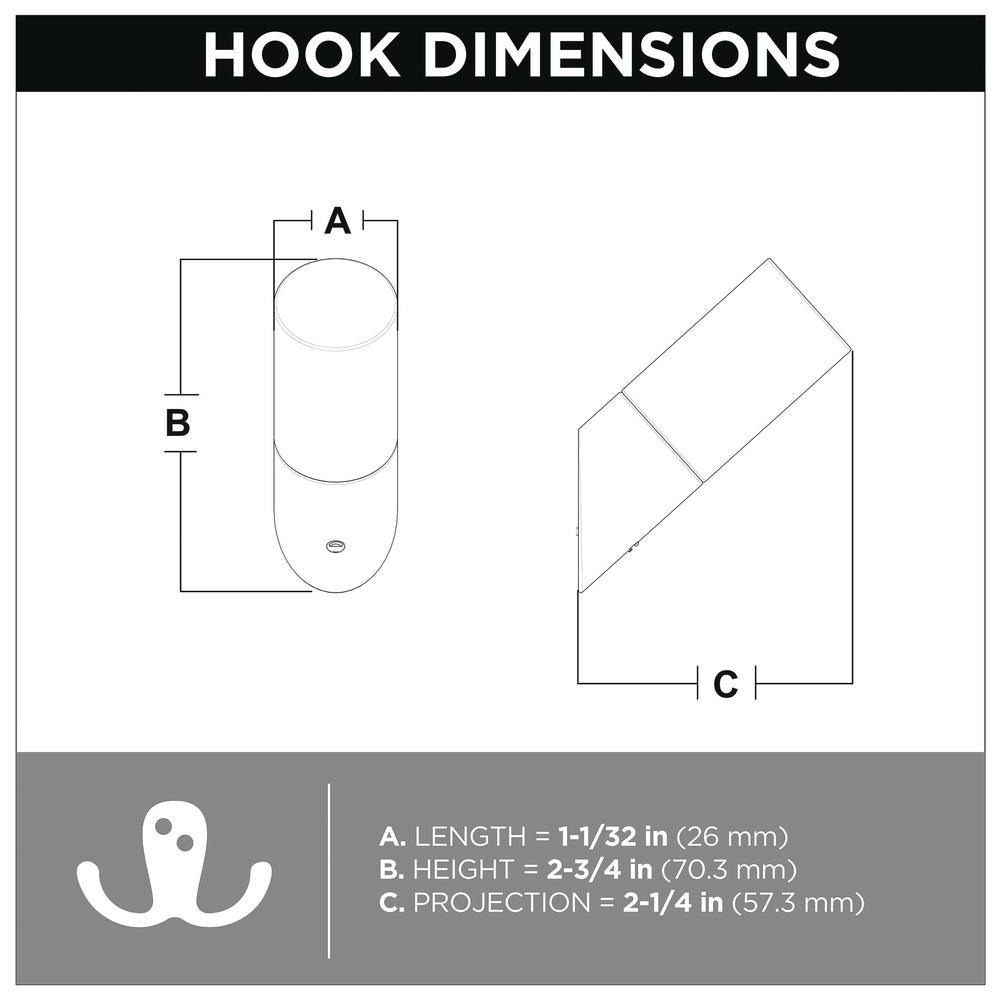Modern Slant 2-1/4 in. White and Pine Single Prong Hook (5-Pack) - Super Arbor
