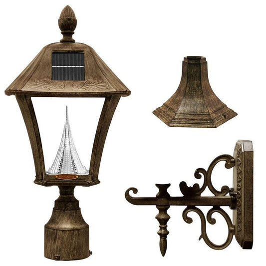 Baytown Solar Weathered Bronze Outdoor Post/Wall Light with Bright/Warm-White LEDs