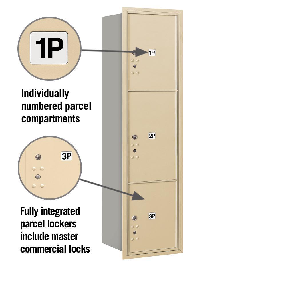 3700 Horizontal Series 3-Parcel Locker Recessed Mount Mailbox - Super Arbor