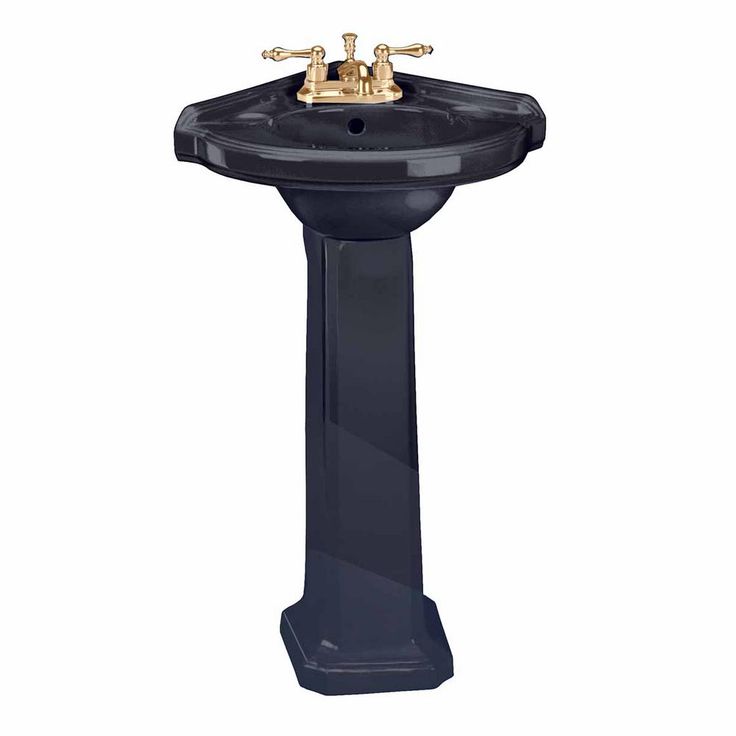 Portsmouth 22 in. Corner Pedestal Bathroom Sink in Black with Overflow