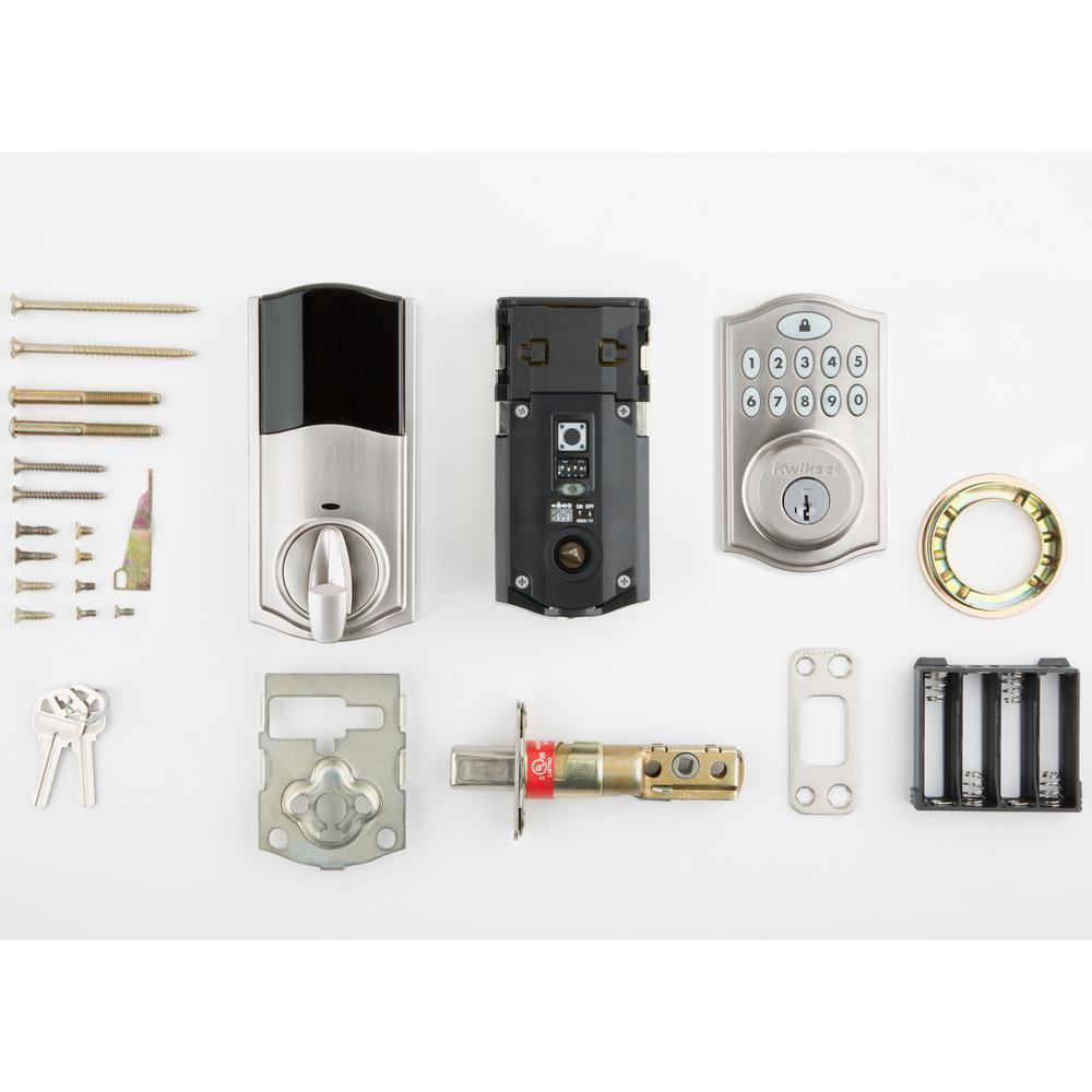 Z-Wave SmartCode Satin Nickel Single Cylinder Electronic Deadbolt featuring Juno Hall/Closet Knob - Super Arbor