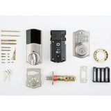 Z-Wave SmartCode Satin Nickel Single Cylinder Electronic Deadbolt featuring Juno Hall/Closet Knob - Super Arbor