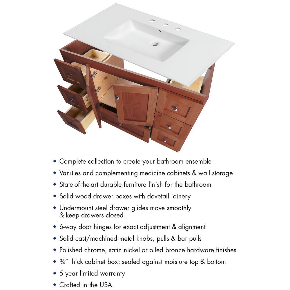 Ultraline 42 in. W x 21 in. D x 34.5 in. H Vanity Cabinet Only in Natural Alder - Super Arbor