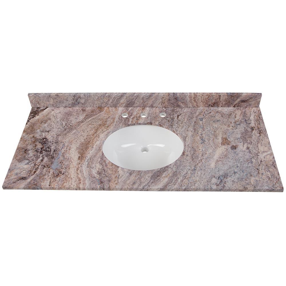 31 in. x 22 in. Stone Effects Vanity Top in Cascade with White Sink - Super Arbor