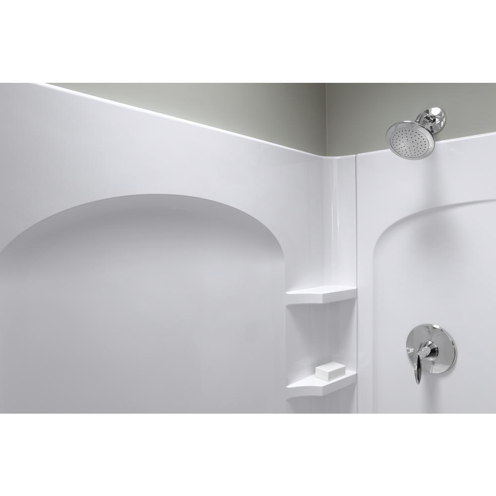 Ensemble Curve 60 in. x 1-1/4 in. x 72-1/2 in. 1-Piece Direct-to-Stud Alcove Back Shower Wall in White - Super Arbor