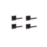 Halifax Square Matte Black Privacy Bed/Bath Door Lever (4-Pack) - Super Arbor