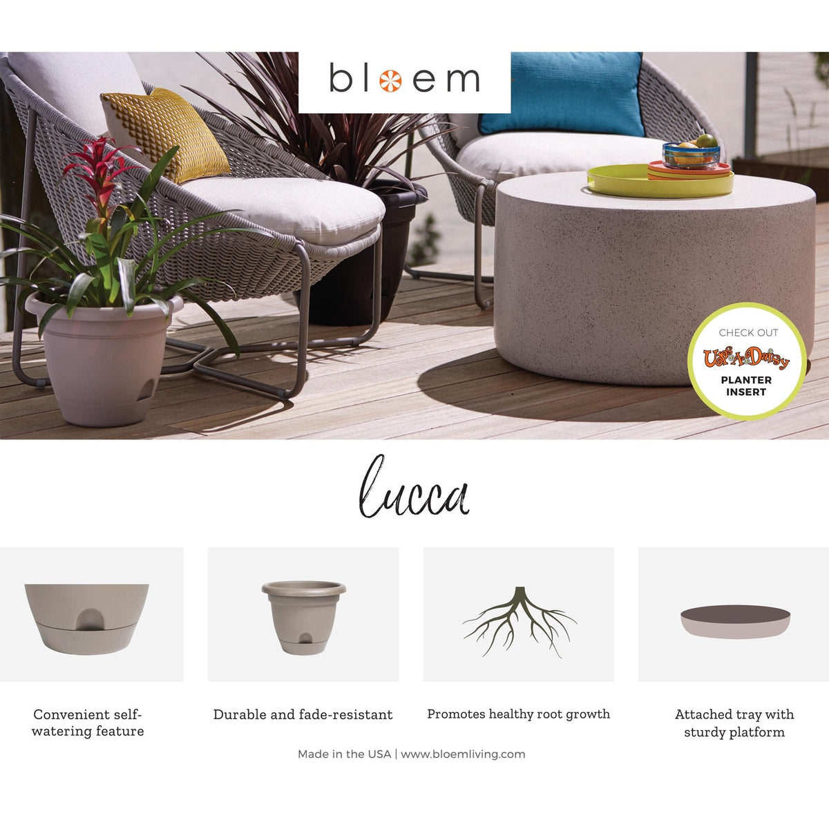 Bloem Freesia Planter w/ Saucer 12" Classic Blue