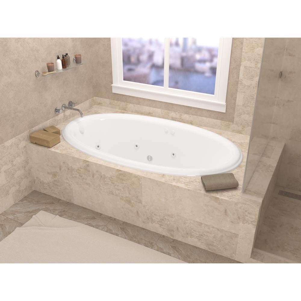 Topaz 60 in. Oval Drop-in Whirlpool Bath Tub in White - Super Arbor