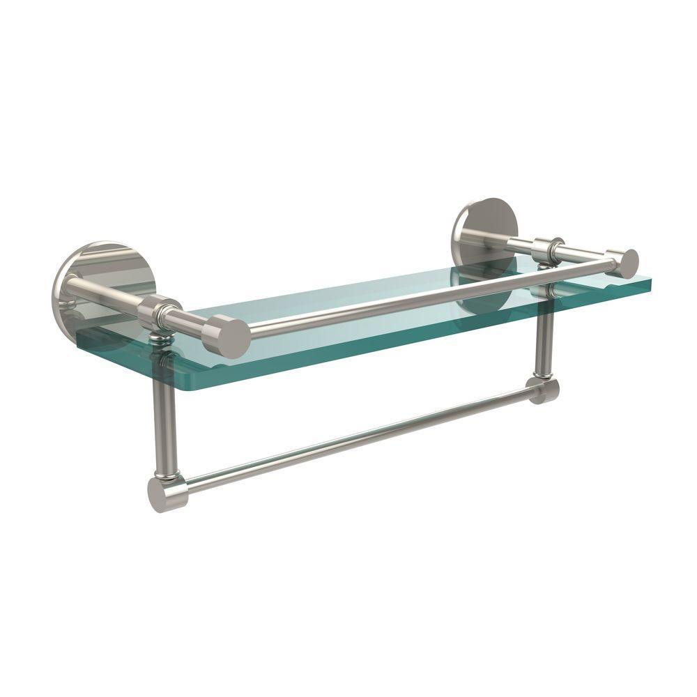 16 in. L  x 5 in. H  x 5 in. W Clear Glass Bathroom Shelf with Towel Bar in Oil Rubbed Bronze - Super Arbor