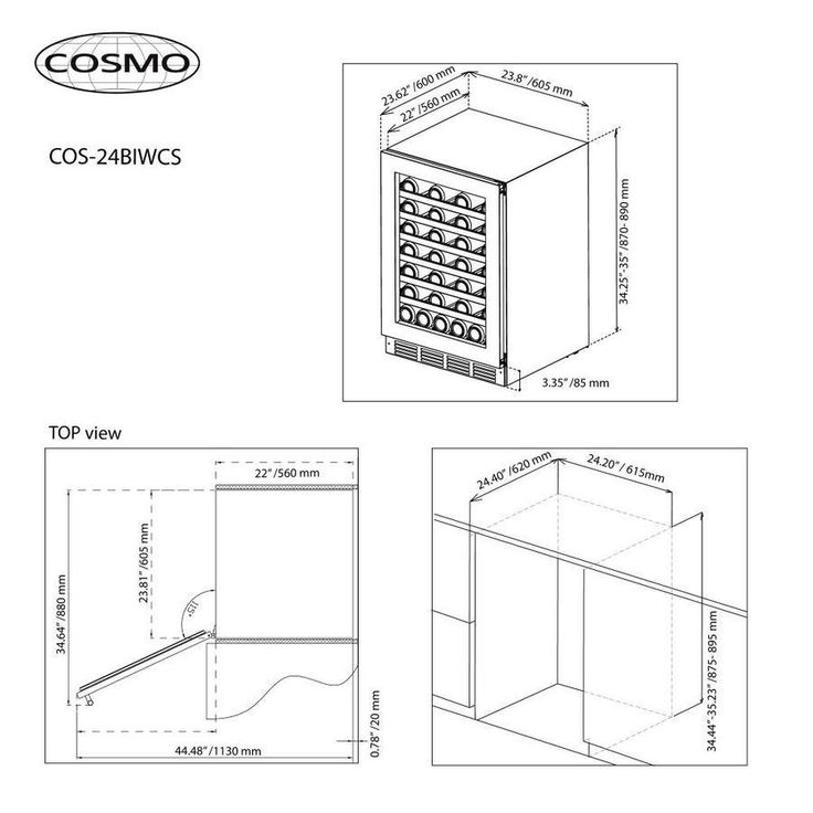 Cosmo 48-Bottle Capacity Stainless Steel Built-In/Freestanding Wine Chiller