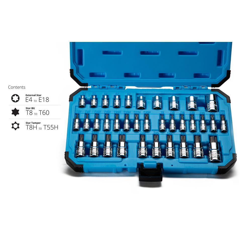 Torx and E-Torx Bit Socket Set (35-Piece) - Super Arbor