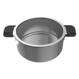 6-Piece Stainless Steel Inductive Pot Set with Straining and Hands-Free Glass Lids