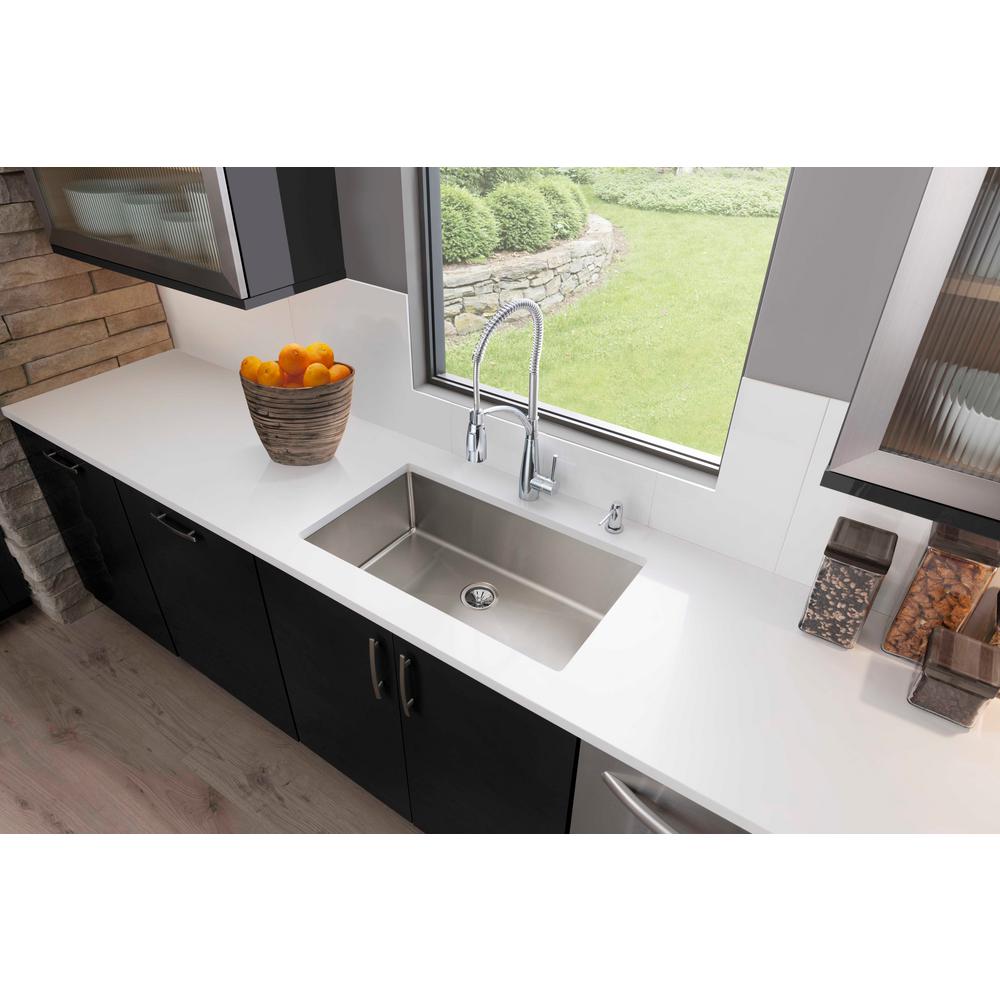 Crosstown Undermount Stainless Steel 32 in. Single Bowl Kitchen Sink with Center Drain - Super Arbor