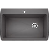 DIAMOND Silgranit Dual Mount Granite Composite 33.5 in. 1-Hole Single Bowl Kitchen Sink in White - Super Arbor
