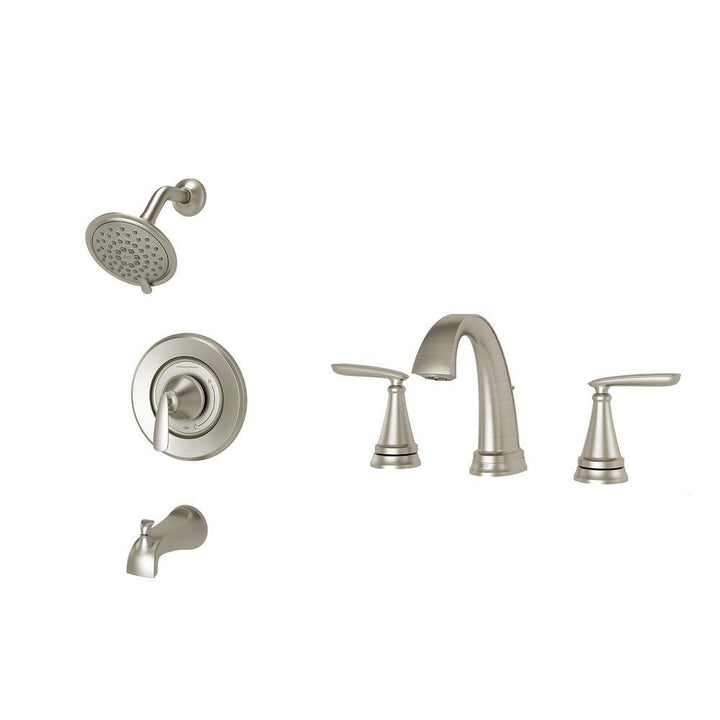 Somerville 8 in. Widespread Bathroom Faucet and Single-Handle 3-Spray Tub and Shower Faucet Set in Brushed Nickel - Super Arbor