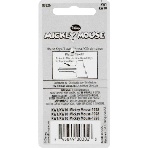 Hillman Disney Mickey Mouse House/Padlock Universal Key Blank Double